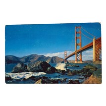Postcard Golden Gate Bridge San Francisco California Rocks Below Chrome ... - £5.51 GBP