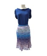 80s VTG Missoni Blue &amp; Purple Classic Zigzag  Knit Skirt w/ Pleats 6/42/... - €572,46 EUR
