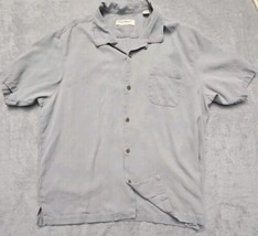 Tommy Bahama Shirt 2XL Grey Short Sleeve Button Up 100% Silk  - £15.29 GBP