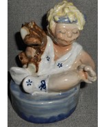 Louisville Stoneware FIGURAL LITTLE GIRL w/TEDDY BEAR Flower Frog or Bud... - $752.48 MXN