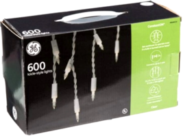 GE ConstantON Clear White Icicle-Style Lights, 2 Sets-300 Lights 13.2&#39; E... - £27.37 GBP