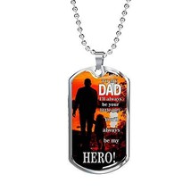 Express Your Love Gifts Dad is My Hero Hero Dog Tag Engraved 18k Gold w 24&quot; Chai - $69.25