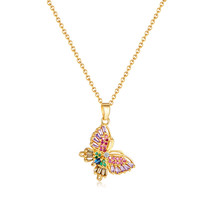 Butterfly Zircon Pendant Light Luxury Temperament Necklace For Women - £11.18 GBP