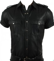 Genuine Soft Leather Military Police Uniform Style Shirt 23FN - £91.90 GBP