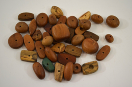 Wooden Beads Crafts Macrame Drilled Holes Vtg Mixed Lot 35+ - £15.21 GBP