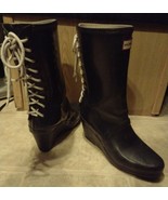 HUNTER Verbier Wedge Lace Up Rain Boots Black Sz US 7 QQ - £47.12 GBP