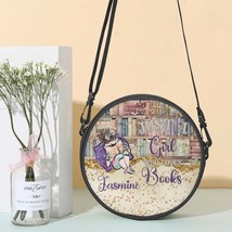 Round Satchel Bag, Just a Girl who Loves Books, Brunette Hair, Personalised - £28.00 GBP