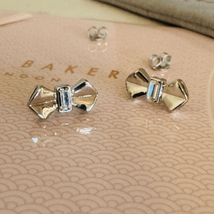 Ted Baker London Susli Bow Stud Earrings,  Silver Plated, Gift Box NWT - £43.34 GBP