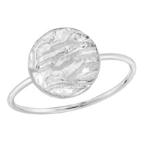 Minimalist Textured Finish Round Disc Circle 10mm Sterling Silver Ring-9 - £10.55 GBP