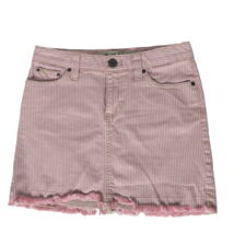 Gap Jeans Womens A Line Skirt Size Small Pink White Striped Stretch Raw Hem - $24.75