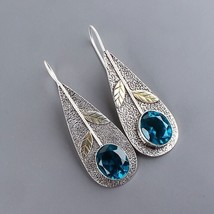 2.2Ct  Pear Cut Simulated  Blue Topaz Drop/Dangle Earrings 14K White Gold plated - £76.90 GBP