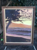 TESSY Original 1970s MODERN HAWAIIAN ISLAND MAUI SEASCAPE Vintage Oil on... - £753.17 GBP