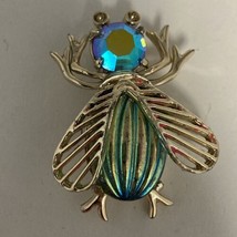 Weiss Silver Tone Aurora Borealis Crystal Glass Bee Bug Brooch Pin FREE SHIPPING - £24.07 GBP
