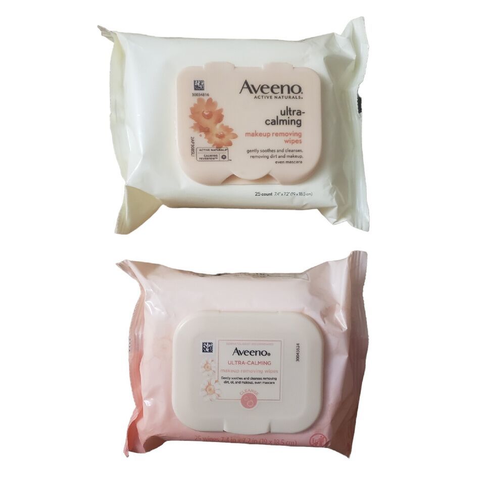 2 Aveeno Wipes Ultra Calming Makeup Removing Wipes Sensitive Skin 25 Ct Each - $29.69
