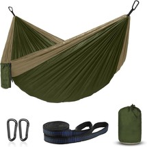 Double Hammocks For Camping, Portable Parachute Hammock For Outdoor, Khaki/Green - $31.95