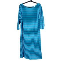 Jessica London Striped Dress 18W Womens Blue Black Modest 3/4 Sleeve Cotton - £18.53 GBP