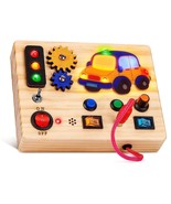 Montessori Busy Board With Traffic Led Lights,Wooden Sensory Toys For To... - £31.87 GBP