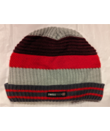 Swiss Tech Knit Winter Beanie Hat - Striped Red,Gray, Maroon- Fleece Lin... - £7.65 GBP