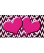 Pink White Small Chevron Hearts Print Oil Rubbed Metal Novelty License P... - €16,17 EUR