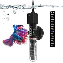 25W Small Aquarium Betta Heater Free Thermometer Strip, Under 6 Gallon Fish Tank - £22.99 GBP