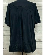 Lane Bryant Fun &amp; Flirty Black Short Sleeve Ruffled Blouse Top Shirt Siz... - $439.89 MXN