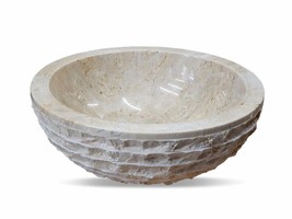 Natural Stone Sink Marble Stone Bowl Countertop Sink Cream Bathroom - $4,311.76 MXN