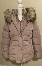 Calvin Klein Women’s Faux Fur Hood Pink Puffer Jacket Size Medium - £77.66 GBP