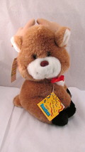 Prestige Toy Corp. 1988 plush reindeer w/ original hang tag red bow 10-12&quot; - £8.17 GBP