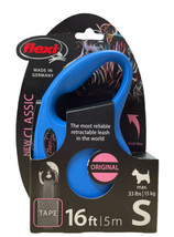 Flexi New Classic Retractable Tape Leash - Blue Small - 16&#39; Lead up to 33 lbs - £17.42 GBP