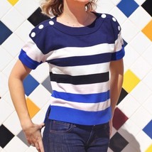 CABI Sailor Pullover cotton striped short sleeve nautical sweater size m... - $35.00