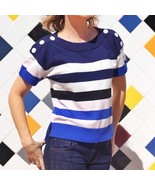 CABI Sailor Pullover cotton striped short sleeve nautical sweater size m... - €29,96 EUR