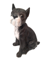 VTG Boston Terrier Boxer Dog Statue 12&quot;H Ceramic Figurine Handpainted Re... - $42.08