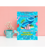 Bluey Yellow Waterslide Pool Party Invitation | Heeler Dog Summer Birthd... - $3.50