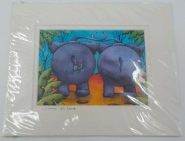 Holly Kitaura Fine Art Print Snuggly Elephants 8X10 Matted 8X5.5 Signed Picture - £15.65 GBP