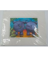HOLLY KITAURA FINE ART PRINT SNUGGLY ELEPHANTS 8X10 MATTED 8X5.5 SIGNED ... - £15.65 GBP