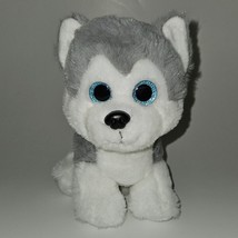 Fiesta Gray White Husky Puppy Dog Plush Blue Eyes 7&quot; Stuffed Animal Toy - $29.65