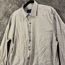 David Donahue Dress Shirt Mens Extra Large 17.5 Plaid Fusion Button Up F... - $15.33