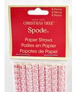 Spode Paper Straws Christmas Tree Design Red White 7-3/4&quot; Holiday Straws... - $4.70
