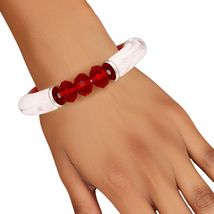 DST Red White Tubular and Glass Bead Bracelet - £18.55 GBP