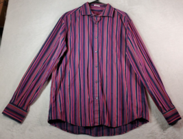 Bugatchi Uomo Shirt Mens XL Multi Striped Cotton Shaped Fit Collared Button Down - £12.94 GBP