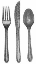 Premium Plastic Glitz Silver Glitter Cutlery, 72 Utensils Forks Spoons K... - £13.54 GBP