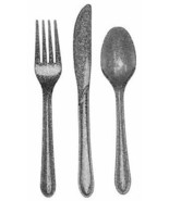 Premium Plastic Glitz Silver Glitter Cutlery, 72 Utensils Forks Spoons K... - £13.50 GBP
