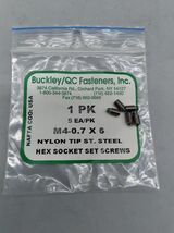 NEW Buckley/QC Fasteners M4-0.7X6 Nylon Tip St. Steel Hex Socket Lot of 5 - $6.50