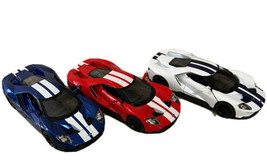 New 3X 5&quot; Kinsmart 2017 Ford GT w Stripes 1:38 Scale Diecast Model Toy Cars - £16.29 GBP