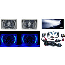 4X6&quot; Blue LED Halo Projector Headlight 6K 6000K HID Headlamp Light Bulbs Pair - £97.85 GBP