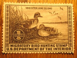 US Department of Agriculture Migratory Bird Hunting Stamp void date of 6-30-1940 - £31.86 GBP