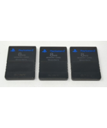 Lot of 3 Sony PlayStation 2 8MB Memory Cards Black Official OEM SCPH-10020 - £15.30 GBP