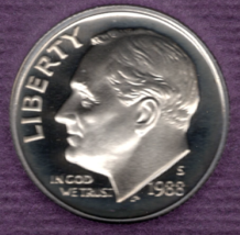 1988-S  BEAUTIFUL GEM UNCIRCULATED "DEEP CAMEO" ROOSEVELT DIME PROOF PRDCAM - $4.70