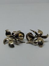 Vintage Sterling Silver 925 Gold Tone Flower Twist On Earrings - £23.46 GBP