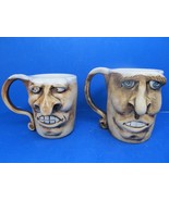 Face Mugs His And Hers Silly Face His 5 1/4&quot; X 3 3/4&quot; Hers 3 3/4&quot; X 3 1/... - £46.61 GBP